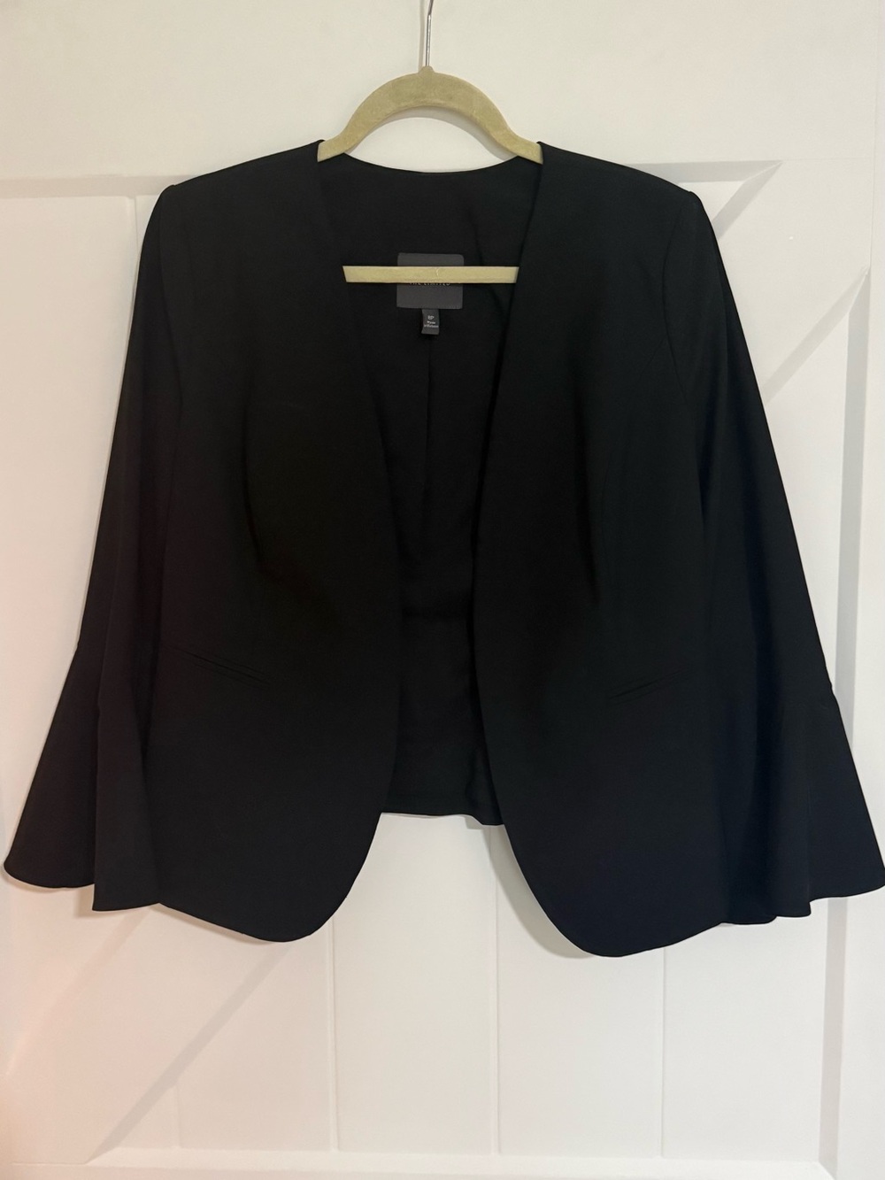 Black Open-Front Women's Blazer Jacket Bolero Bell Sleeves Large